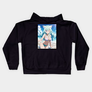 Anime Girl Beach Day Kids Hoodie